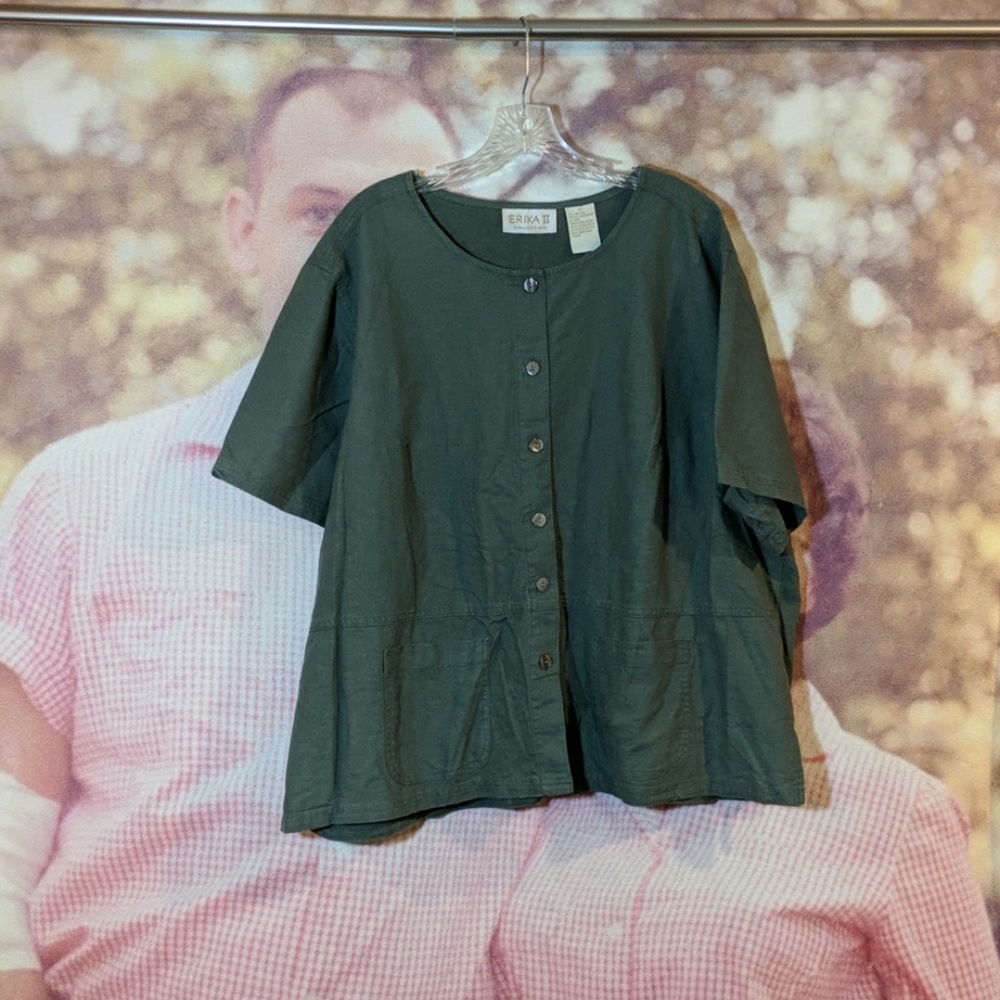 Military Green Button Up with Front Pockets